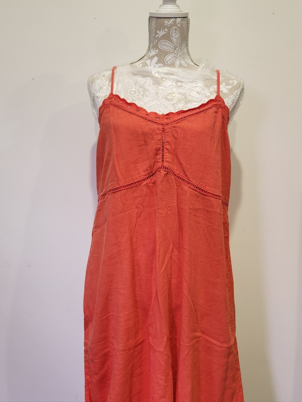 Old Navy Orange Maxi Dress with Spaghetti Straps